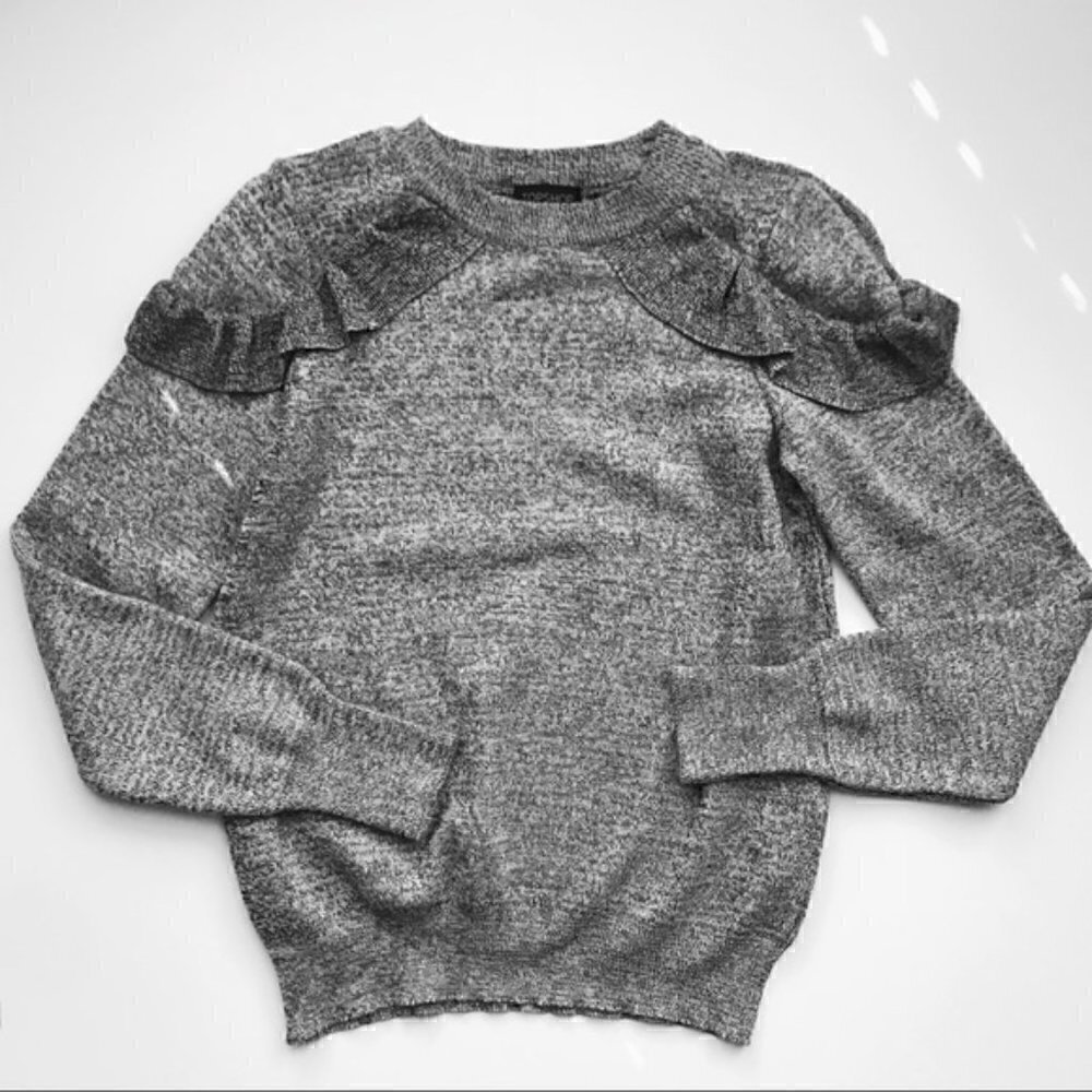 Topshop Gray Ruffle Shoulder Sweater - Picture 3 of 3